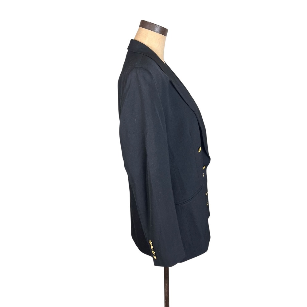 Vintage Austin Reed Black Double Breasted Blazer Gold Crest Buttons London NY - Picture 4 of 13